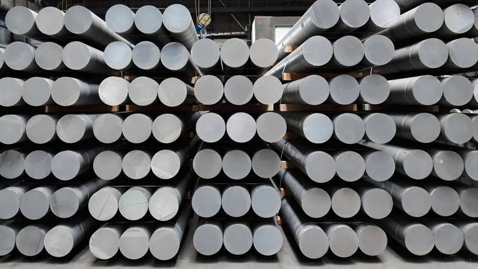 Bundles of finished steel round bar